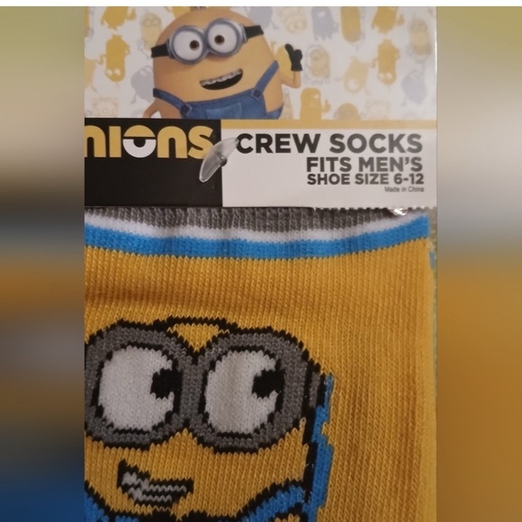 Yellow and Blue Casual Crew Socks with Cartoon Design - Picture 3 of 8